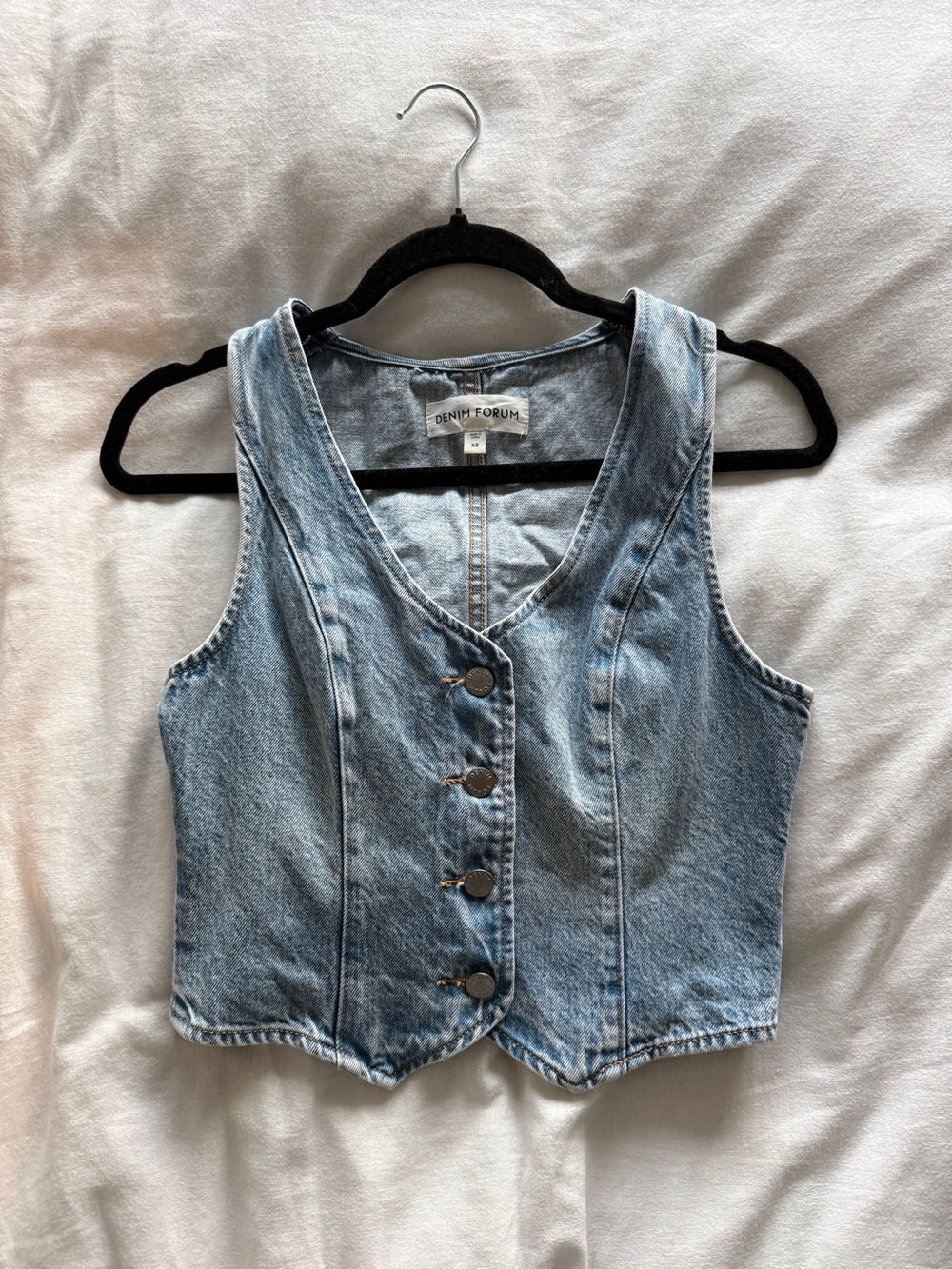 Aritzia Denim Forum Light Wash Denim Button Vest